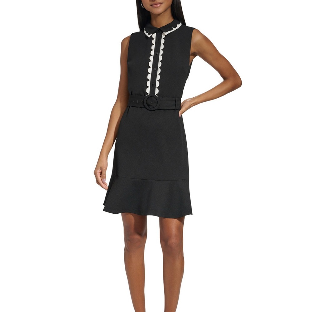 NWT Karl Lagerfeld scuba A-line belted dress